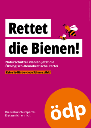 ÖDP-Wahlplakat: Rettet die Bienen!