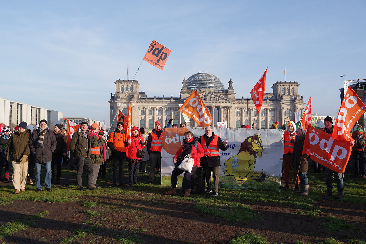 ÖDP-Teilnehmer an der WHES-Demo am 18.01.2025 in Berlin - Foto: Frieder Monzer