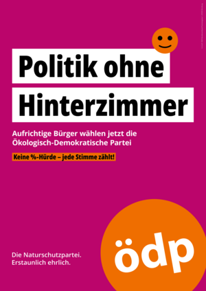 ÖDP-Wahlplakat: Politik ohne Hinterzimmer