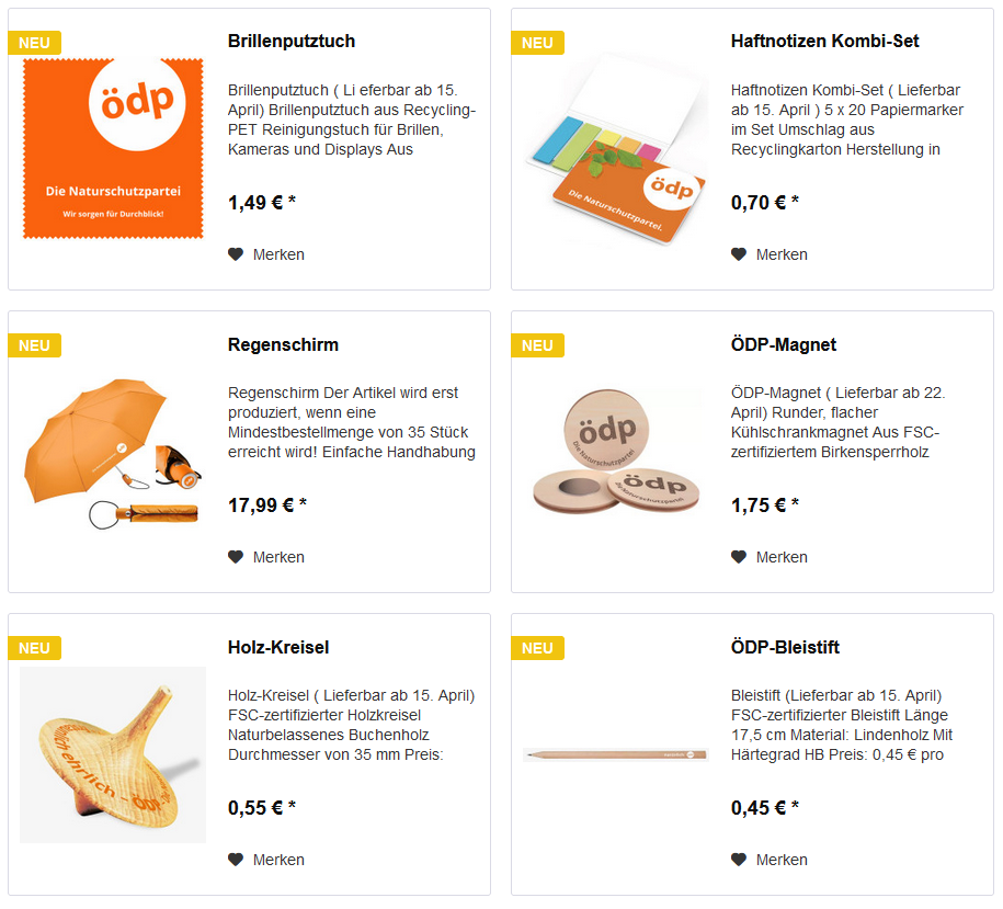 Geschenkartikel der ÖDP -  immer zu gebrauchen!